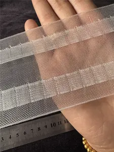 Cinta de cortina de 7,5 cm onda S con línea de posicionamiento cinta de cortina en forma de serpiente plegable nylon transparente