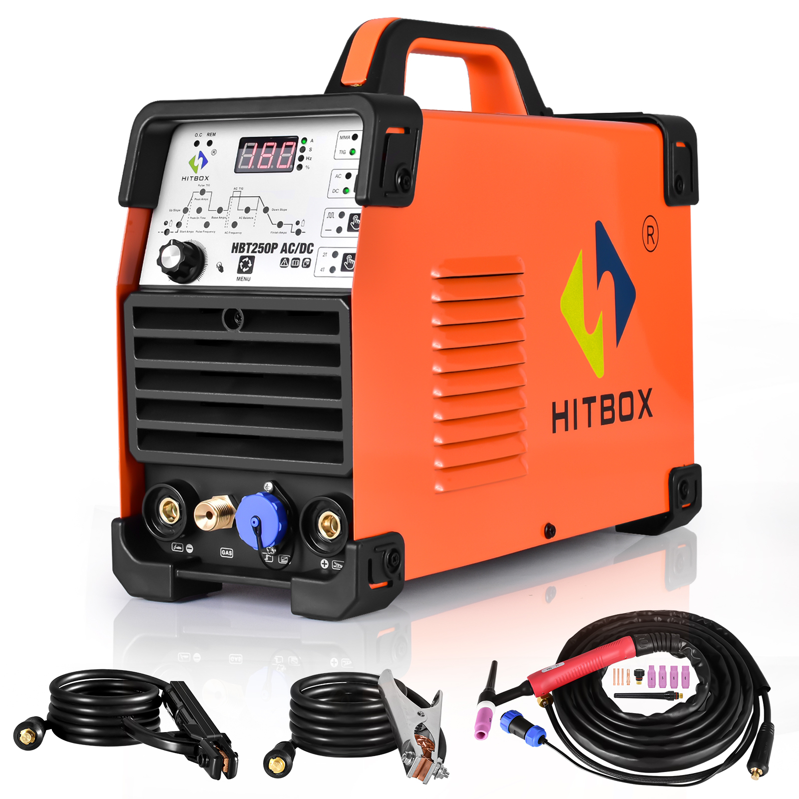 HITBOX Acdc Tig Welder Pulsed Ac/dc 200amps 110/220 Tig Welder HBT250P Aluminum Welding Machine