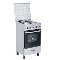 Four à Gaz XUNDA 4 Feux Inox 2 Gaz 2 Électriques Cuisinière Autonome Four de Cuisson Table de Cuisson Électrique avec Four