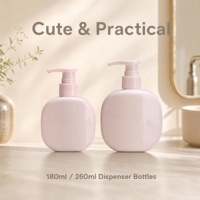 Bouteilles rondes mignonnes en HDPE de 180/260 ml avec pompe à lotion pour shampoing et gel douche