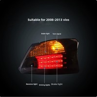Nouveaux feux arrière LED modifiés pour voiture, ensemble rouge et noir, clignotants et feux de recul pour Vios 2008-2013