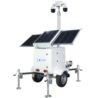 Remorque solaire mobile CCTV avec mât de levage de 4,2 m, panneau solaire de 300 W, batterie au lithium de 200 Ah pour la surveillance de la sécurité sur les chantiers de construction