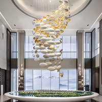 Escalier tournant à plusieurs étages, long lustre LED en cristal, CRI 90, angle de faisceau 360°, garantie 3 ans, dimmable, pour hall d'hôtel