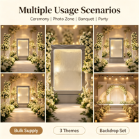 Panneau de bienvenue de mariage design moderne en cascade avec éclairage LED, fontaine intérieure/extérieure, décoration de toile de fond pour événements, en métal lisse