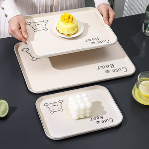 Bandeja Rectangular con Diseño de Oso Adorable, Color Crema, para Cocina y Sala de Estar - Product Image 1