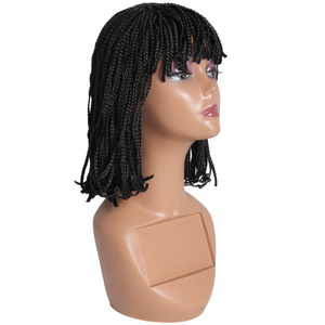 <span class=keywords><strong>Parrucca</strong></span> Bob Corta <span class=keywords><strong>con</strong></span> Frangia, <span class=keywords><strong>Parrucca</strong></span> Intrecciata Box Braids in Fibra Sintetica Resistente al Calore, Capelli Crochet Twist per Cosplay per Donne di Colore - Product Image 3