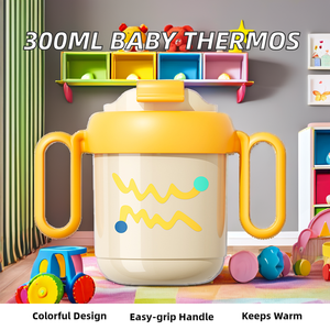 BPA-Free ถ้วยสแตนเลสสตีลหุ้มฉนวน300มล. สำหรับเด็กขวดน้ำเก็บความร้อนระบบการไหลลายสัตว์เครื่องดื่ม - Product Image 3