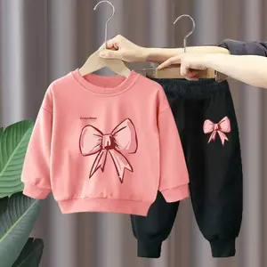 Ropa de primavera y otoño para niñas pequeñas, camiseta de manga larga y pantalones, trajes de algodón, conjuntos de ropa para niños pequeños, chándales de marca, 2 uds.