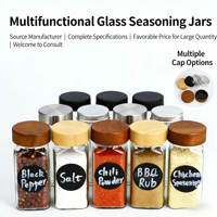Bocaux à épices en verre personnalisés, résistants à la poussière, avec couvercles étanches, qualité alimentaire, lavage à la main uniquement, contenants de rangement de cuisine pour curcuma et oignon