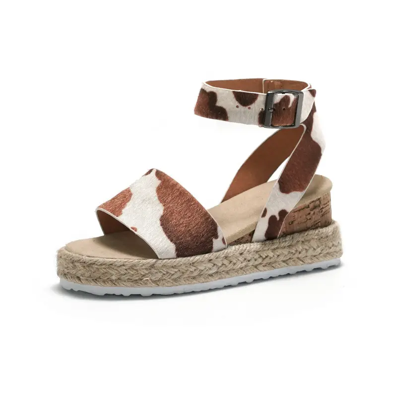 New 2021 Summer Kids Beach Sandals Baby Girls Shoes Casual shoes ladies cow grain cork slipper high sandals