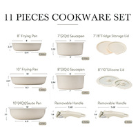 Ensemble de 11 casseroles collantes pour usage domestique, soupe, friture, lait, wok, casseroles, ensemble de casseroles cadeau de fête, vente en gros pour la préparation des aliments