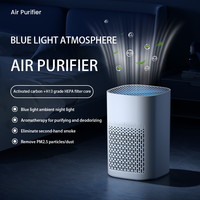 Purificateur d'air portable USB-C en plastique avec filtres HEPA et charbon actif, veilleuse silencieuse, diffuseur d'arômes, commande manuelle, utilisation sur bureau