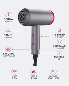 Sèche-cheveux à séchage rapide avec diffuseur - Product Image 6