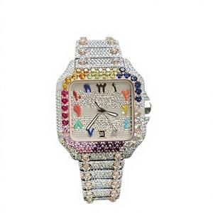 Reloj de Pulsera de Alta Calidad, Automático, Colorido, Cuadrado, de Acero Inoxidable, con Esfera de Cristal, 20 mm, Analógico, con Diamantes Moissanite, Resistente al Agua hasta 10 Bares - Product Image 1