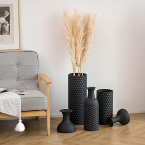 Ensemble de 3 vases décoratifs rustiques en fer, grands vases noirs pour le salon - Product Image 3