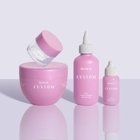 Ensemble de flacons et pots en plastique de luxe pour cosmétiques : shampoing 250 ml, huile de croissance capillaire, crème visage ronde, lotion corporelle, flacon carré en PP