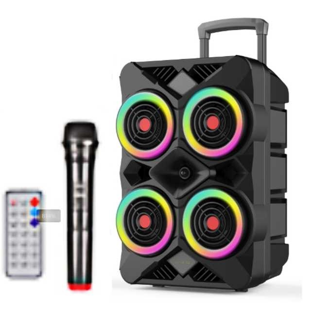 Portable Rechargeable Big Sound Professional Amplifier Speaker with Light for Karaoke and Parties Wired MIC Cheap Price