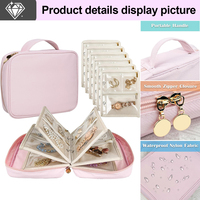 Étui organisateur de bijoux de voyage, petits sacs à bijoux classeur à bijoux avec pochettes en velours à fermeture éclair transparente pour voyage, chambre à coucher