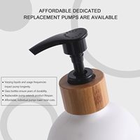 Set Dispenser Sabun Cuci Tangan dan Piring CF Farmhouse dengan Baki Bambu dan Pompa untuk Dekorasi dan Pengatur Wastafel Dapur Rumah