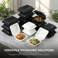 Boîtes d'emballage alimentaire en bagasse MFPP écologiques à 3 compartiments, contenants jetables biodégradables et micro-ondables avec couvercle