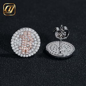 Boucles d'oreilles clous lettre B bicolores serties de diamants Moissanite VVS en argent sterling S925, style Hip Hop pour hommes, avec certificat GRA - Product Image 4