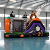 Maison gonflable commerciale de rebond d'Halloween combinée avec le château de citrouille de glissière pour la location d'événement de partie