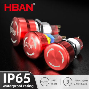 Waterdichte E Stop Veilige Drukknop Start Metalen Noodstop Knop Schakelaar Noodstopschakelaar 16Mm 19Mm 22Mm Voor Vrachtwagen - Product Image 2