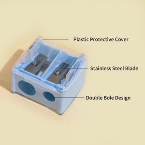 Заводская оптовая продажа, прочные инструменты для макияжа, точилка, розовый, синий, пластиковый косметический карандаш для бровей, точилка с 2 различными отверстиями № 33 - Product Image 4