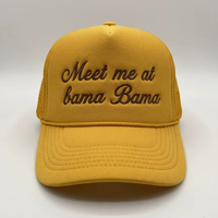 Casquette Trucker 5 Panneaux Jaune Personnalisée Brodé Hip Hop Extérieur en Mousse et Maille avec Fermeture Snapback Vente en Gros