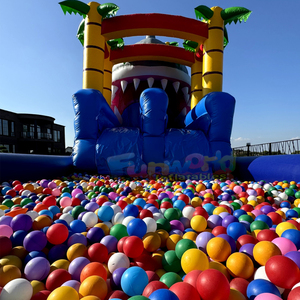 Giant outdoor commercial bouncy castle commercial jump <b>house</b> <b>inflatable</b> shark water slide with swimming pool - Product Image 4