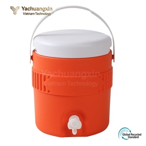 Glacière ronde en plastique orange avec robinet, seau isotherme pour pique-nique - Product Image 5