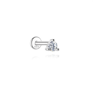 Pendiente de Plata de Ley 925 con Moissanita y Diseño Plano para Joyería Corporal - Product Image 2