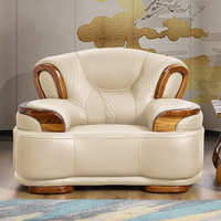 Ensemble de canapés en cuir de luxe pour salon, mobilier de luxe léger, placage de bois Wujin, ensemble de canapés 1+2+3