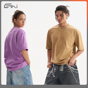 280GSM, camisetas Vintage de gran tamaño de alta calidad, 100% algodón, logotipo personalizado, camiseta de lavado ácido con estampado en blanco para hombres - Product Image 6