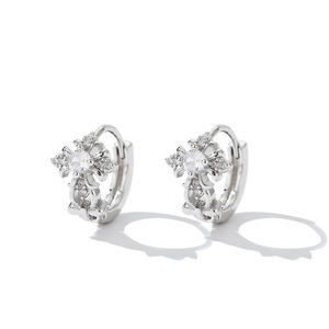 Cross Cuff Earrings Zinc Alloy Claw Setting Zircon Iris Flower Party Jewelry Unisex Geometric Design - Product Image 1