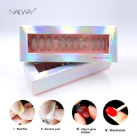 Faux-ongles personnalisés Extra longs, pressés, en forme de cercueil, pour manucure, sur mesure, 24 pièces