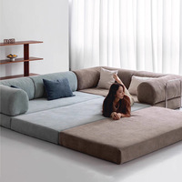 Sofá Cama Retro Multifuncional Plegable de Tela Estilo Wabi-Sabi para Apartamentos Pequeños, de Doble Uso, Desmontable, Lavable y Comprimido al Vacío