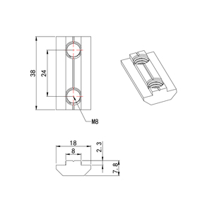 Trung Quốc Nhà sản xuất RoHS 5455 M8-40 t khe cắm 8 mét trượt trong t Nut cho t khe cắm nhôm đùn sản xuất máy M6 M8 4040 4080 - Product Image 1