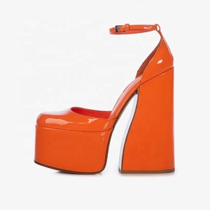Summer Women's Dress <b>Shoes</b> Ankle Straps Patent Sandals High Chunky Heels Thick Platform Custom Colors Buckles Satin Pumps - Product Image 5