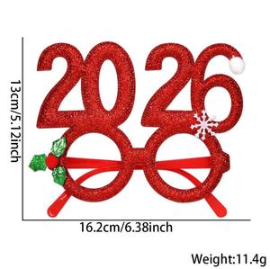 แว่นตาพลาสติกกลิตเตอร์ปีใหม่ 2026 แว่นตาสำหรับงานปาร์ตี้คริสต์มาส กรอบแว่นตาสำหรับของขวัญวันหยุดคริสต์มาส อุปกรณ์ตกแต่ง - Product Image 5