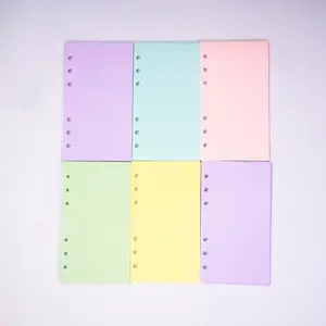 Anillo suelto de línea de color con 6 agujeros, repuesto de papel A5, planificador, oferta