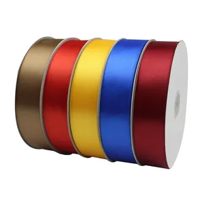 CSFY MOQ 1 roll 100 yards Cheap solid color wholesale Cheap 1-1/4 inch single face white satin ribbon 3cm satin ribbon wire edge