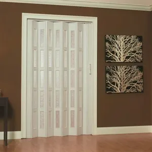 Interior PVC Folding Door with Acrylic glass Accordion folding door with PS panel