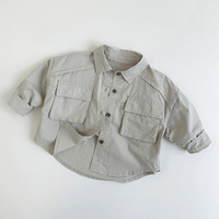 Vente en gros d'automne, t-shirts pour bébés garçons et filles de 1 à 6 ans, hauts pour enfants, manches longues, coton, couleur unie, vêtements pour enfants