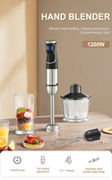 Mixeur plongeant électrique en acier inoxydable avec boutons poussoirs pour usage domestique - Vitesse variable pour mélanger et écraser la glace, plastique
