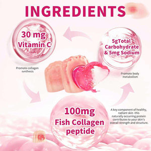 Wholesale Beauty Skincare Collagen Gummies Hydrolyzed Fish Collagen Peptides <strong>Vitamin</strong> C Supports Skin <strong>Digestion</strong> for Women - Product Image 5