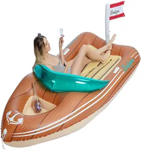 Individueller aufblasbarer wasser-holzboot-simulationsfloß Piratenboot für Erwachsene schwimmendes Riihen-Legeschirr schwimmendes Bett vom Hersteller