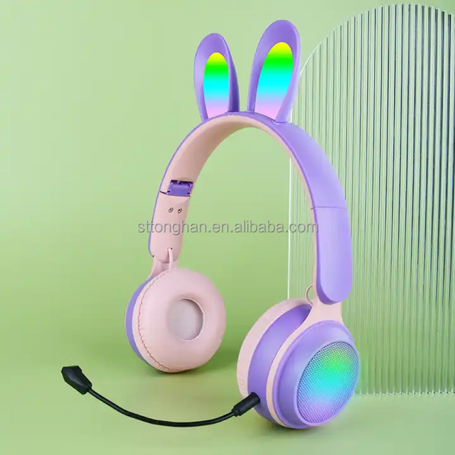 Customized Animal Rabbit Ear Wireless Earphones with Microphone Cute JL Chipset Support Sports and Gaming for Girls Children
