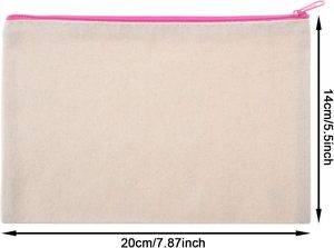 Bolsa de cosméticos de lona multiusos, bolsas de maquillaje con cremallera, bolsa de lona, estuche de lápices en blanco, neceser de viaje para mujer DIY - Product Image 2