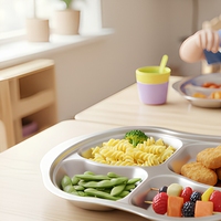 Assiettes à dîner divisées en acier inoxydable 304 de qualité alimentaire pour restaurants et hôtels, plateaux à aliments séparés, résistants aux chutes et personnalisables